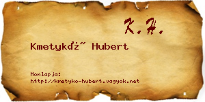 Kmetykó Hubert névjegykártya
